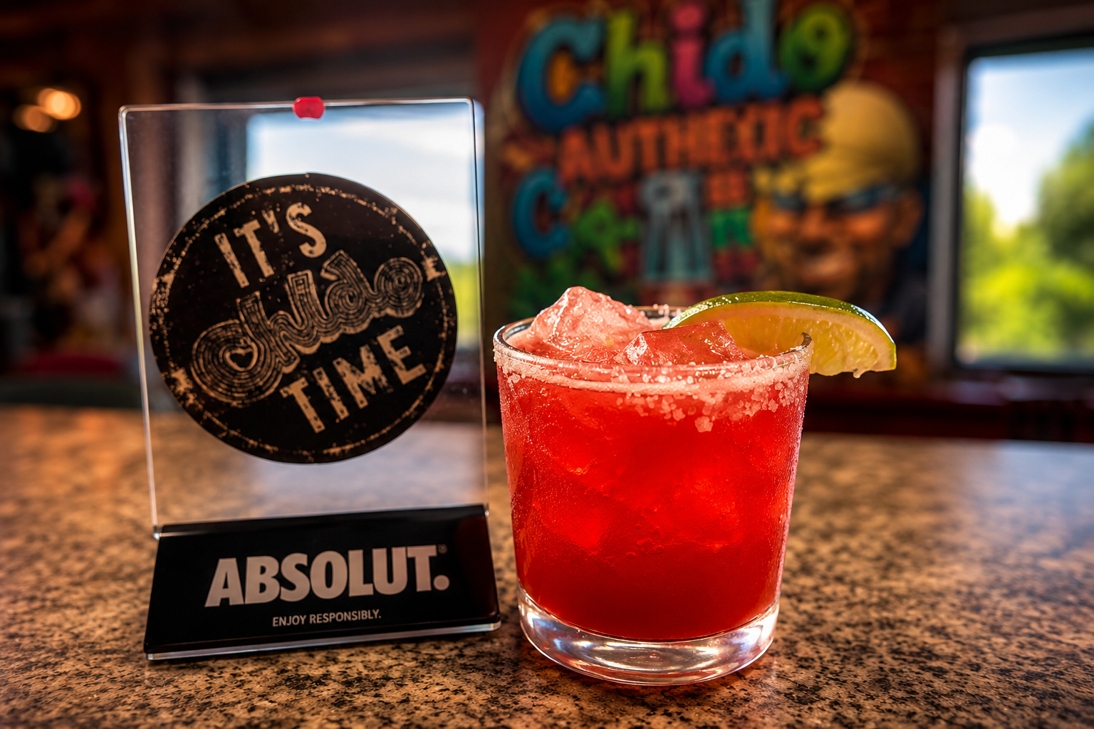 Strawberry Margarita on the rocks with salted rim at Chido Authentic Cantina, West Milford NJ